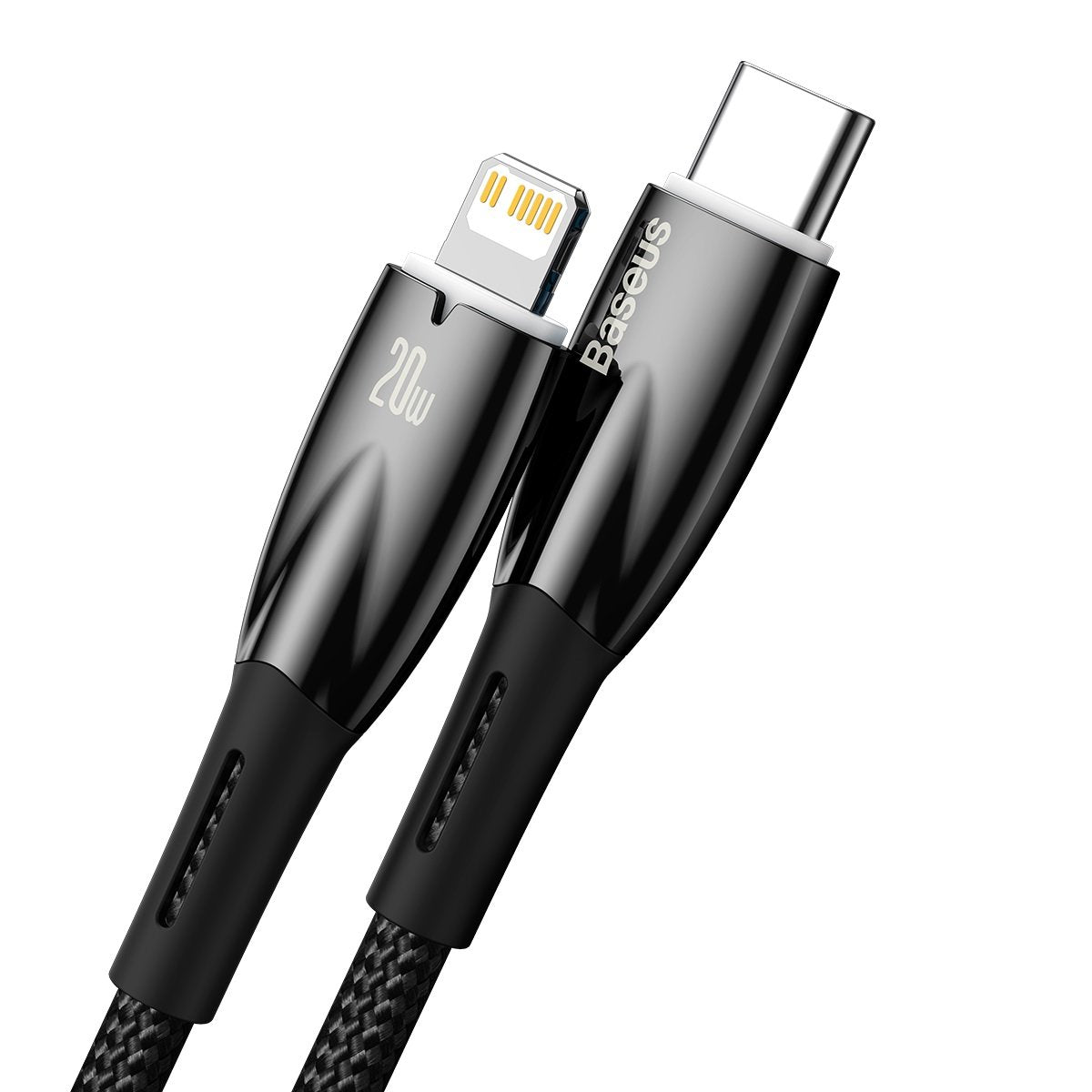 Baseus Glimmer sorozat USB-C - Lightning adat- és töltőkábel, 20W, 2m, fekete CADH0001010101