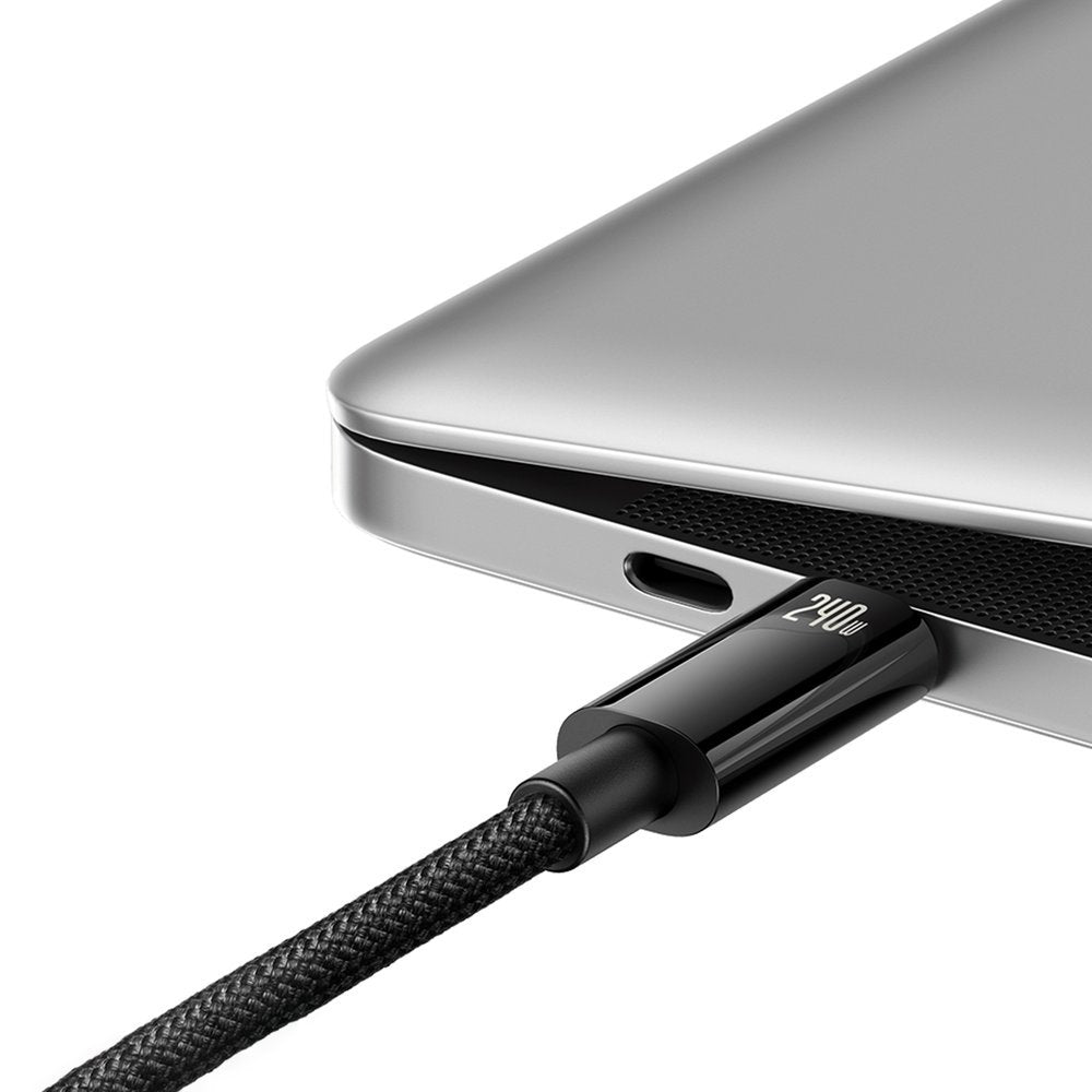 USB-C adat- és töltőkábel - USB-C Baseus Tungsten Gold, 240W, 2m, fekete CAWJ0401010101