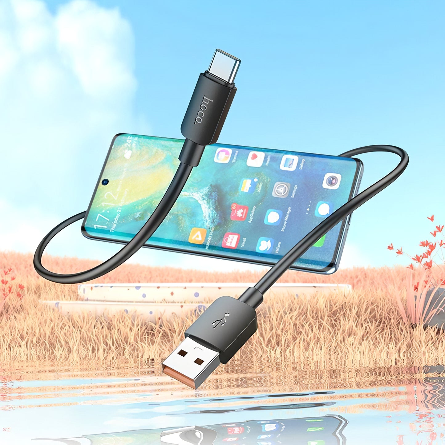 Adat- és töltőkábel USB-A - USB-C HOCO X96, 100W, 1m, fekete