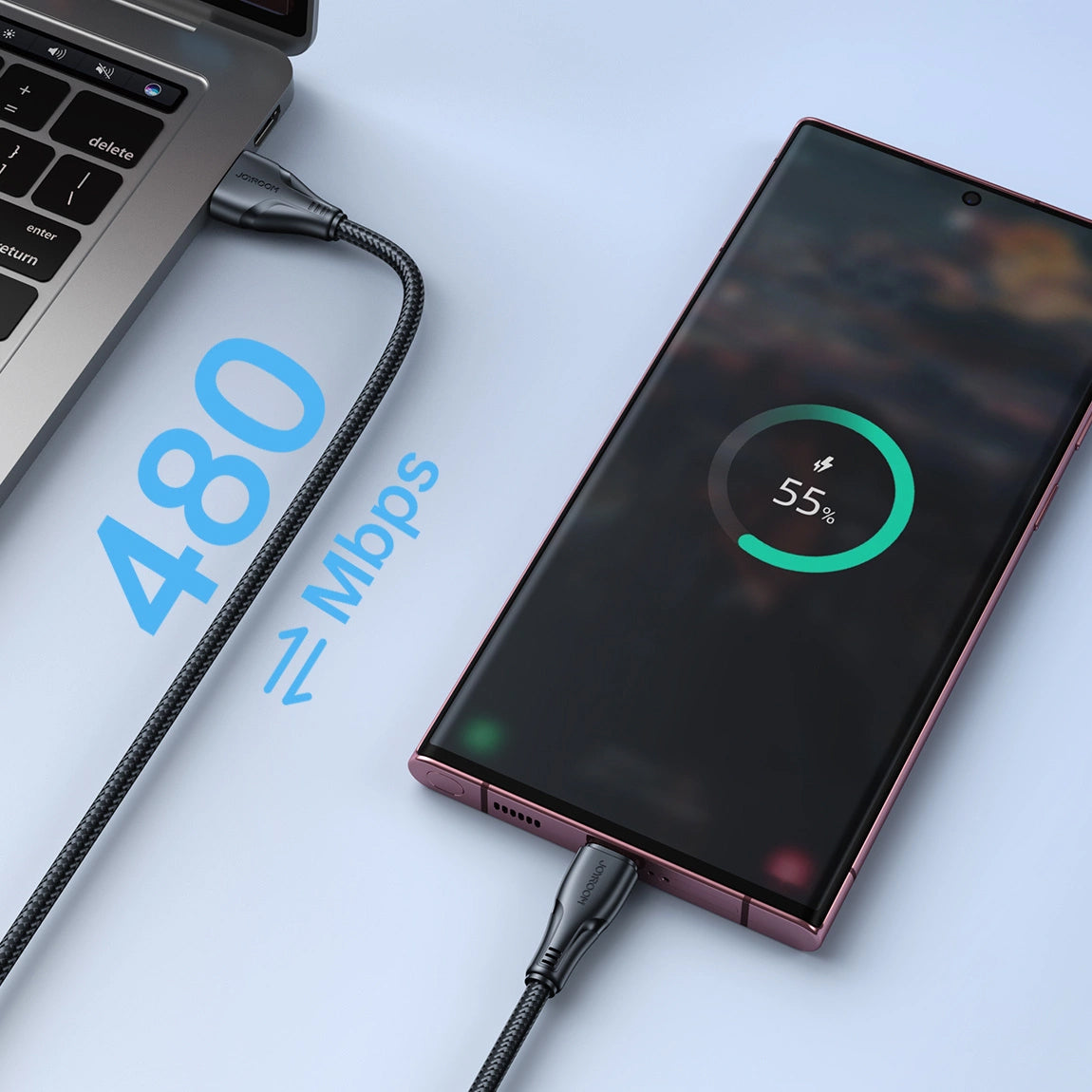 USB-A - USB-C Joyroom S-A11 adat- és töltőkábel, 18W, 1.2m, Fekete