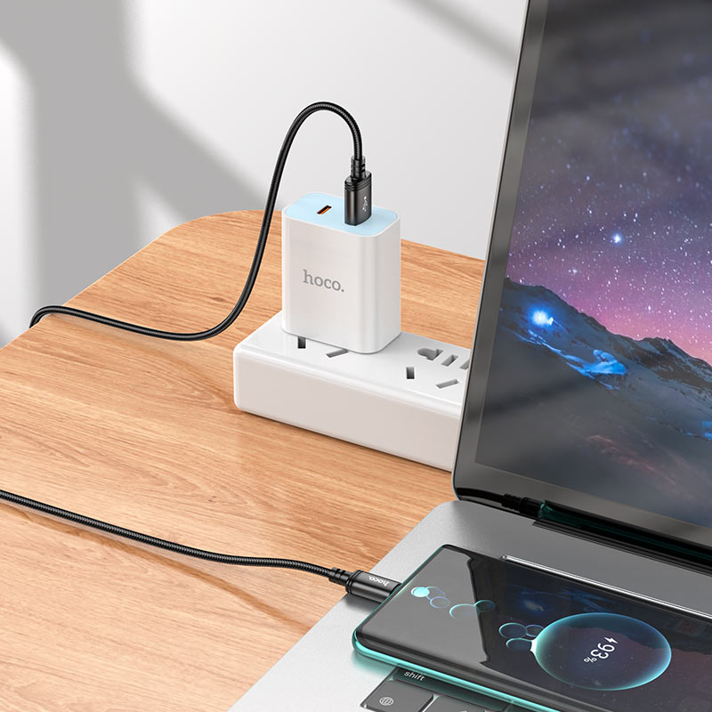 USB-A - USB-C HOCO X91 adat- és töltőkábel, 18W, 3m, Fekete