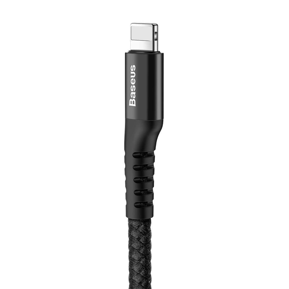 Adat- és töltőkábel USB-A - Lightning Baseus halszemű rugós, 18W, 1m, fekete CALSR-01 CALSR-01