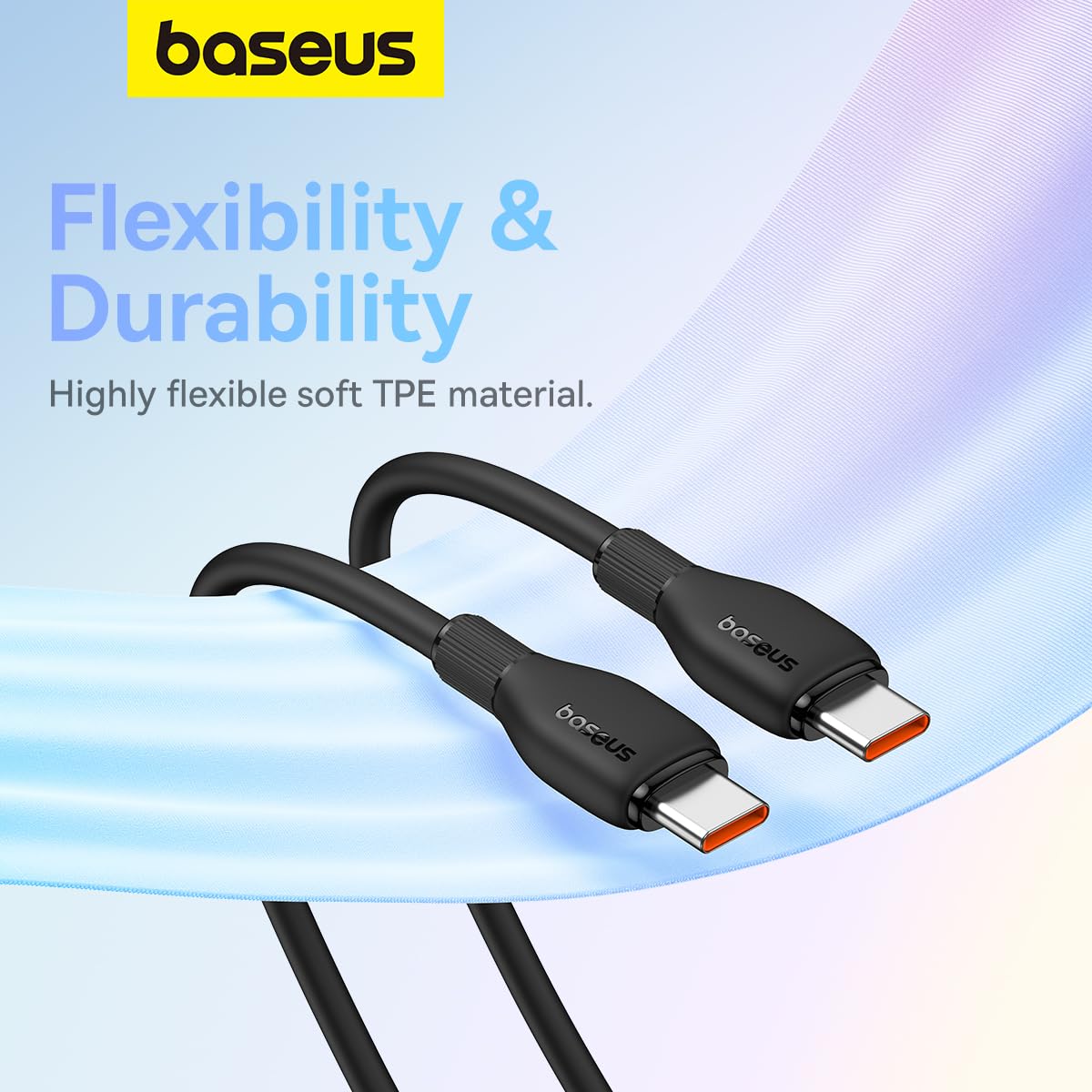 USB-C - USB-C Baseus Pudding adat- és töltőkábel, 100W, 1.2m, Fekete P10355702111-00