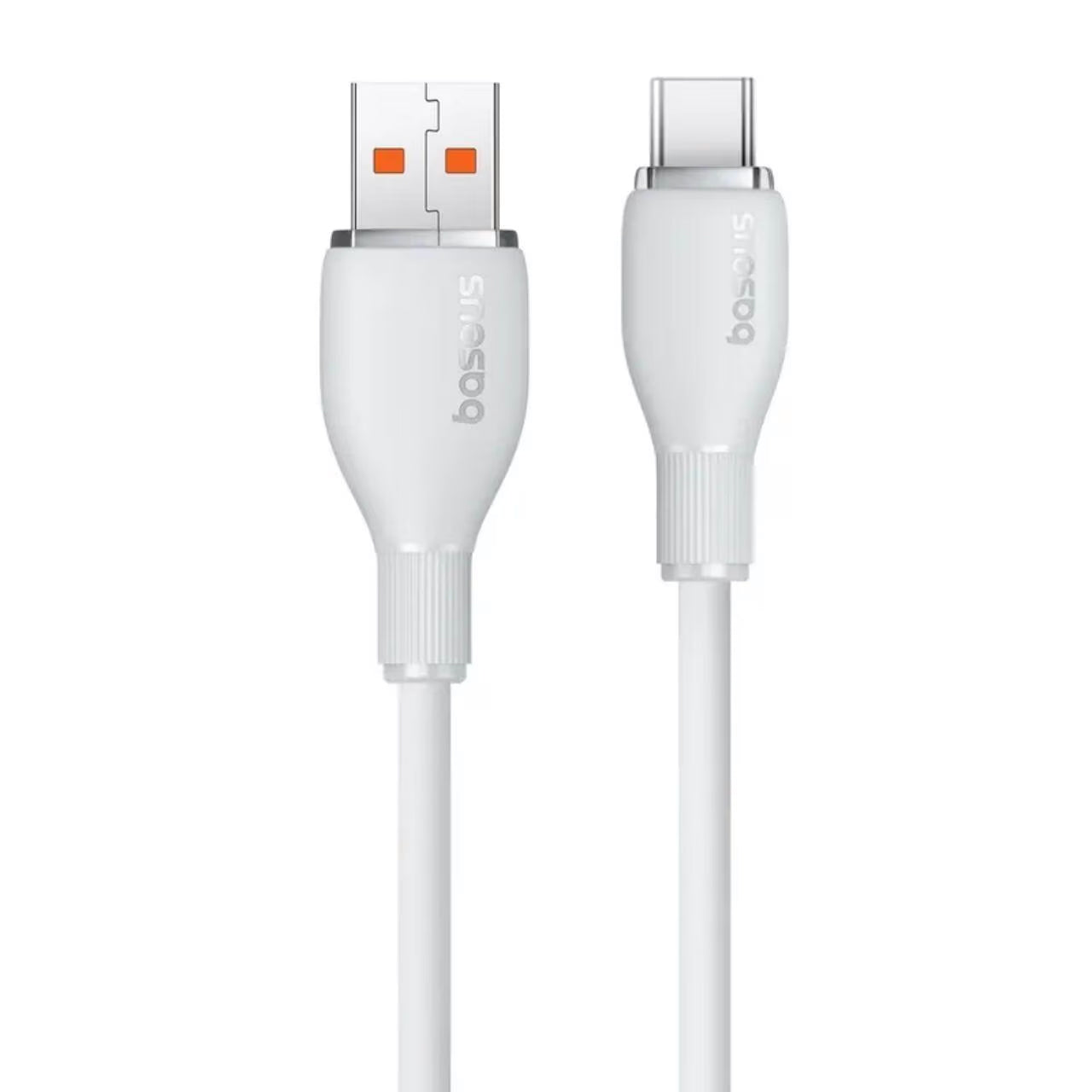 USB-A - USB-C Baseus Pudding adat- és töltőkábel, 100W, 1.2m, Fehér
