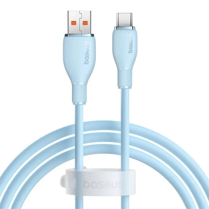 USB-A - USB-C Baseus Pudding adat- és töltőkábel, 100W, 1.2m, Kék P10355703311-00