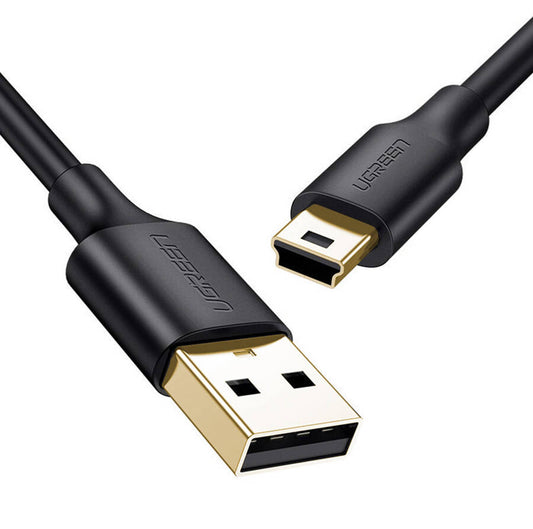 USB-A - miniUSB adat- és töltőkábel UGREEN US132, 18W, 1m, Fekete