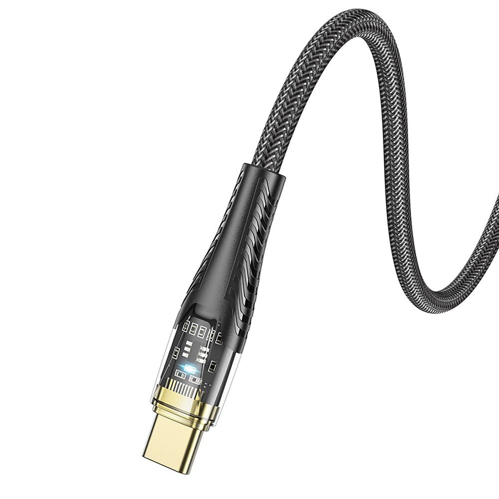 USB-C - USB-C HOCO U121 adat- és töltőkábel, 60W, 1.2m, Fekete