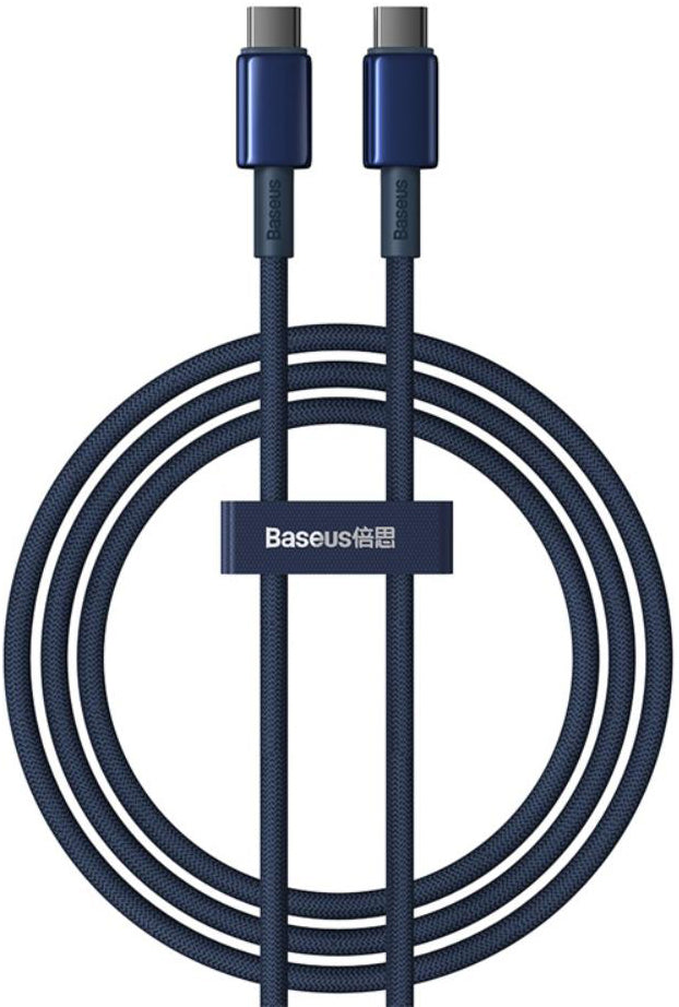 USB-C - USB-C Baseus Tungsten Gold adat- és töltőkábel, 100W, 1m, Tengerészkék P10319800321-03
