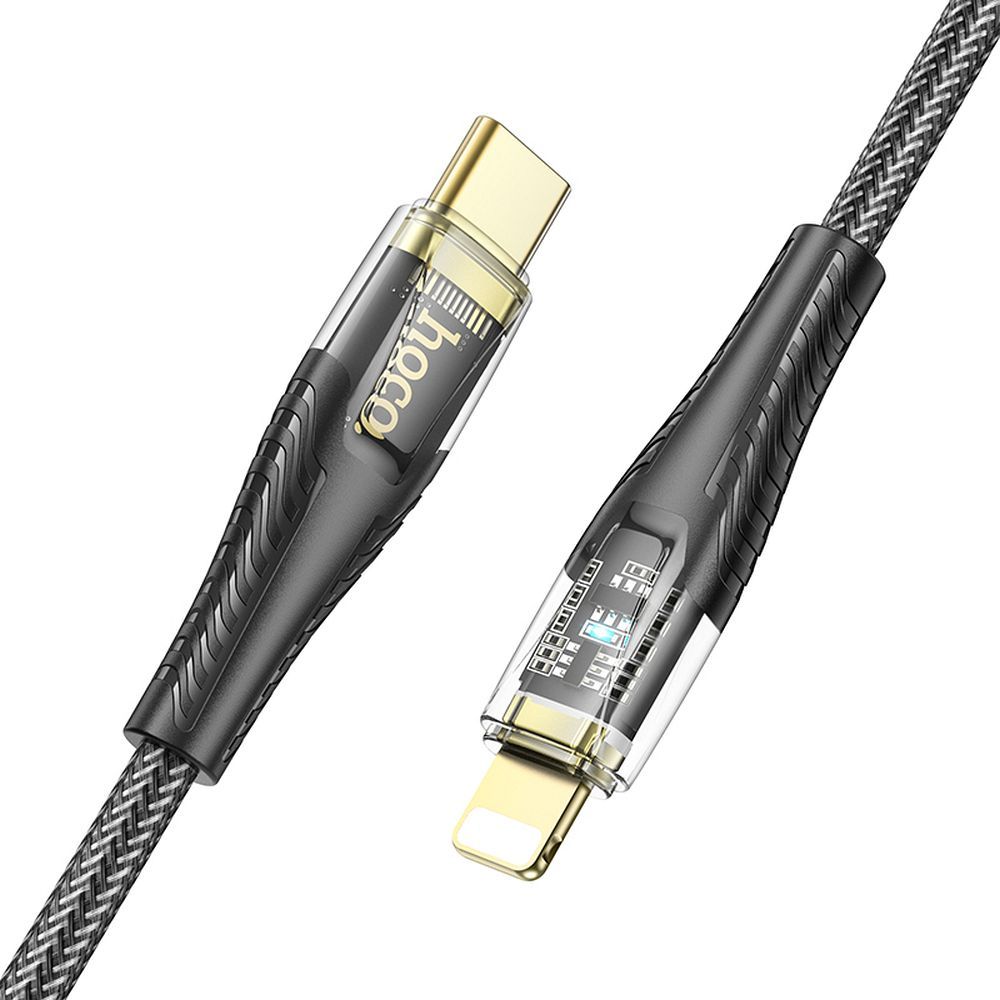 USB-C - Lightning HOCO U121 adat- és töltőkábel, 27W, 1.2m, Fekete