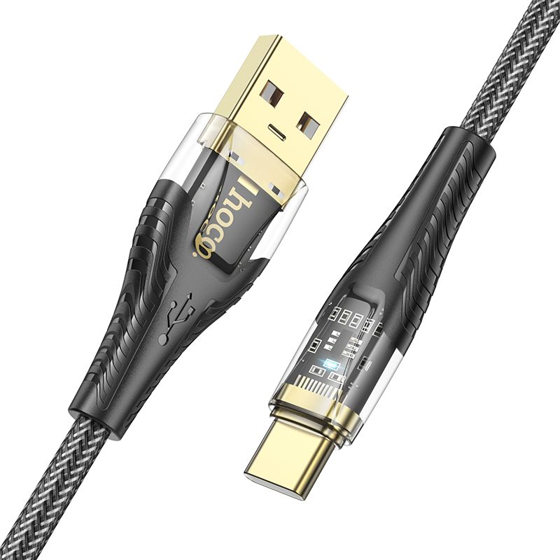USB-A - USB-C HOCO U121 adat- és töltőkábel, 18W, 1.2m, Fekete