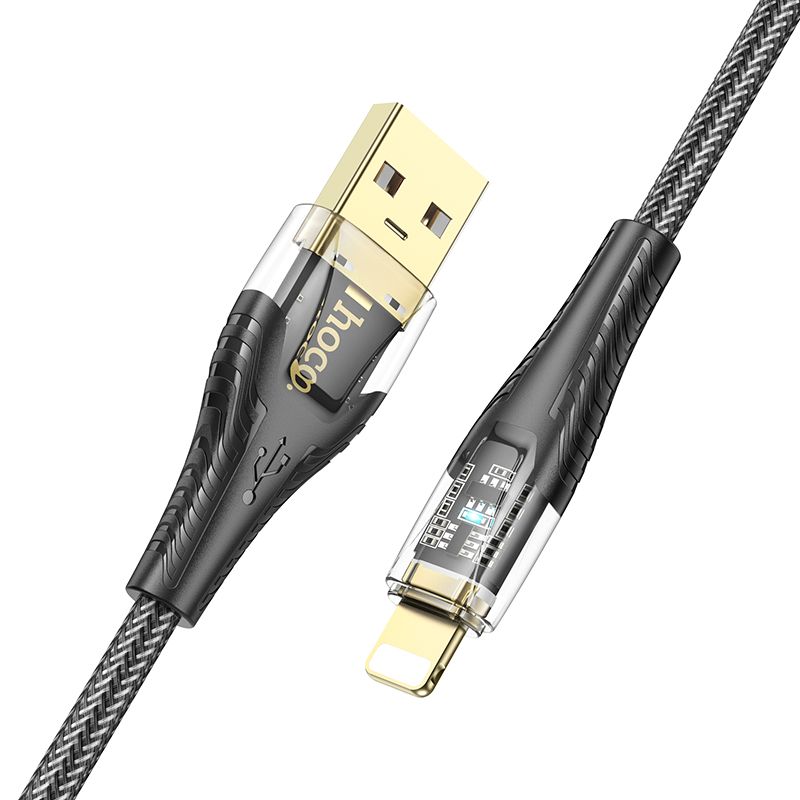 USB-A - Lightning HOCO U121 adat- és töltőkábel, 18W, 1.2m, Fekete