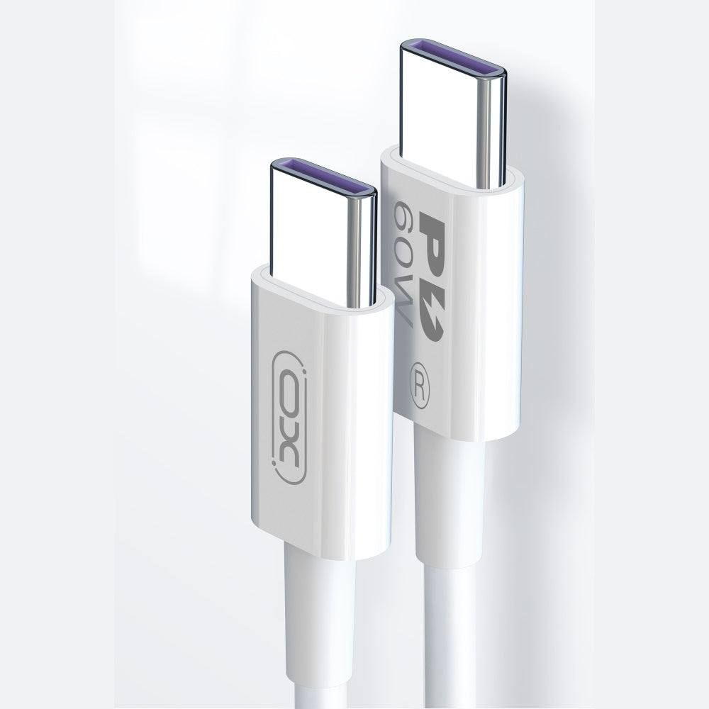 USB-C - USB-C adat- és töltőkábel XO Design NB-Q190A, 60W, 1m, Fehér