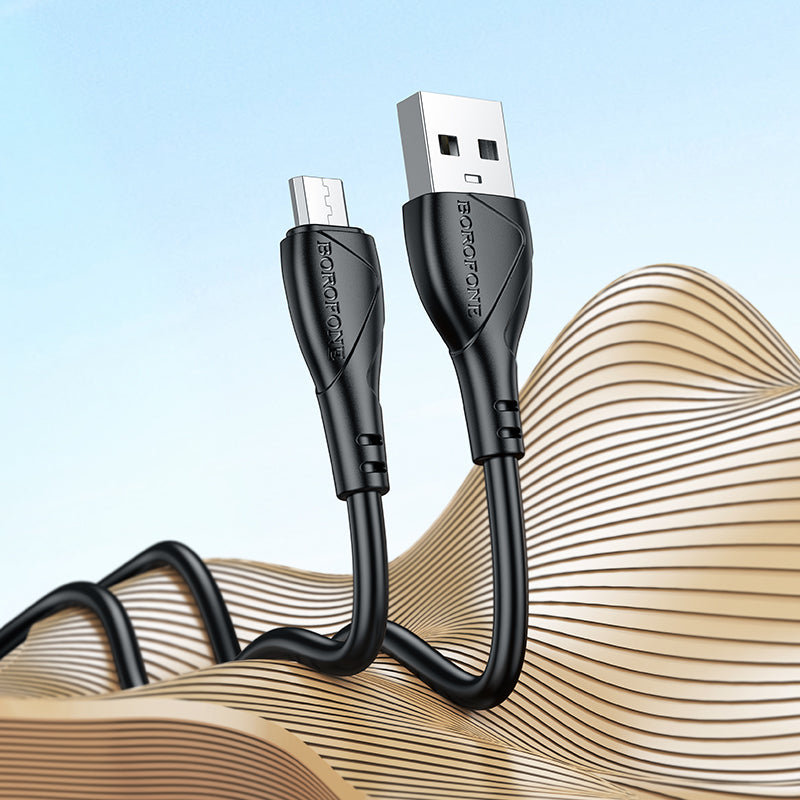USB-A - microUSB Borofone BX121 Energy adat- és töltőkábel, 18W, 1m, Fekete