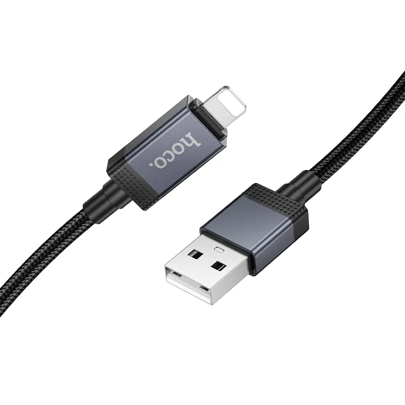 USB-A - Lightning HOCO X118 Display adat- és töltőkábel, 12W, 1m, Fekete