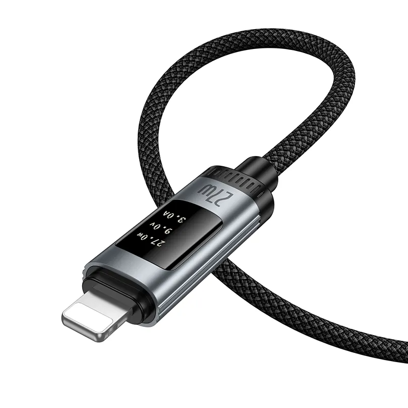 USB-C - Lightning HOCO Display U148 adat- és töltőkábel, 27W, 1.2m, Fekete