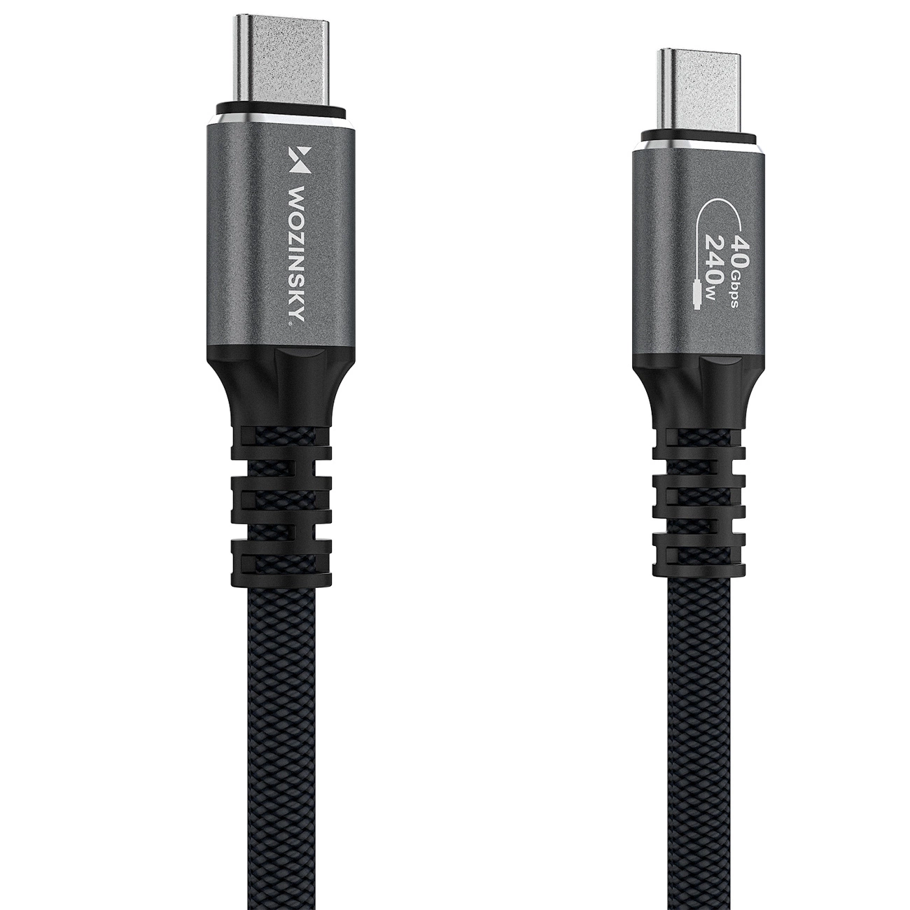 USB-C - USB-C adat- és töltőkábel WZK WPS-UY42S, 240W, 2m, Fekete