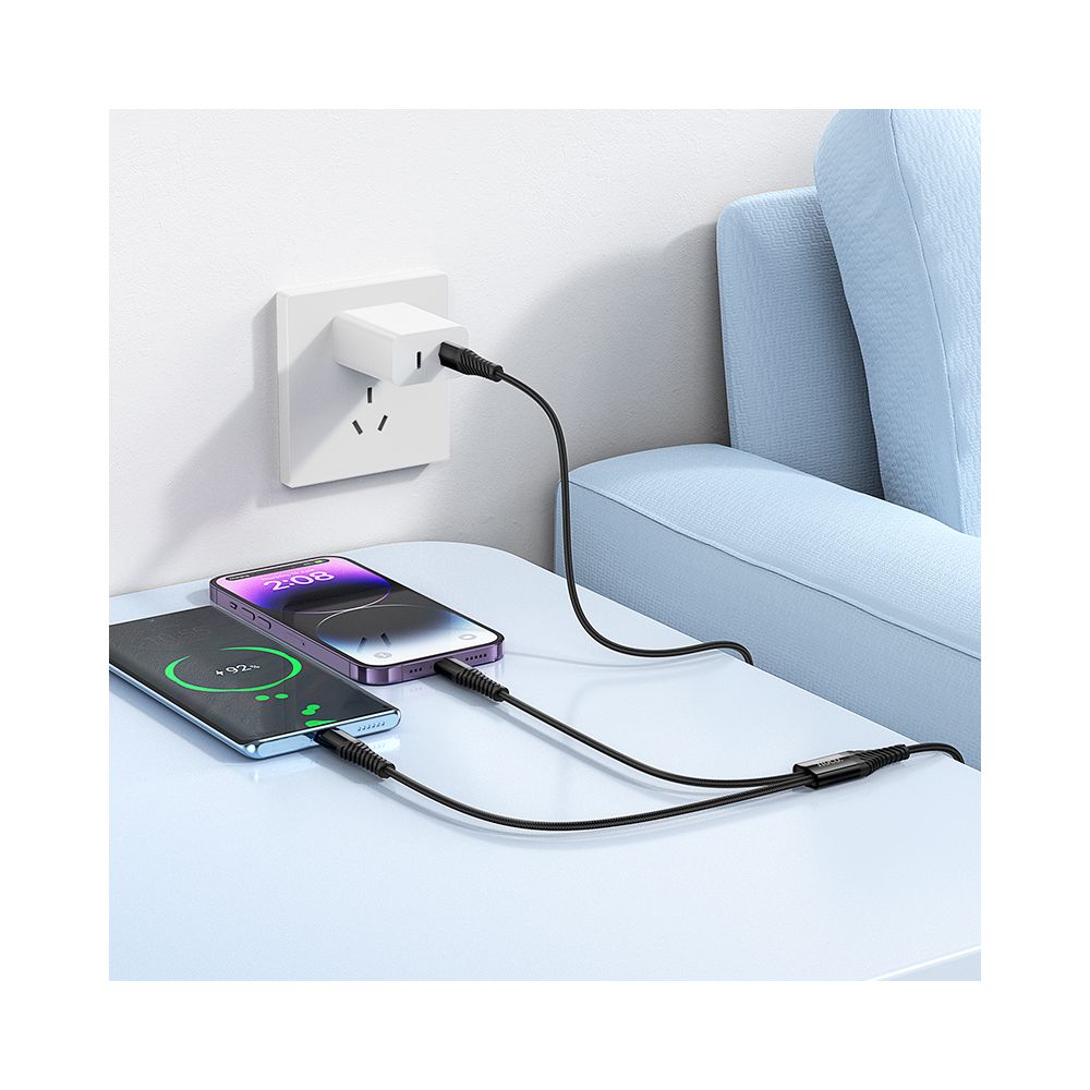 USB-C - Lightning / USB-C HOCO X123 töltőkábel, 10W, 1m, Fekete