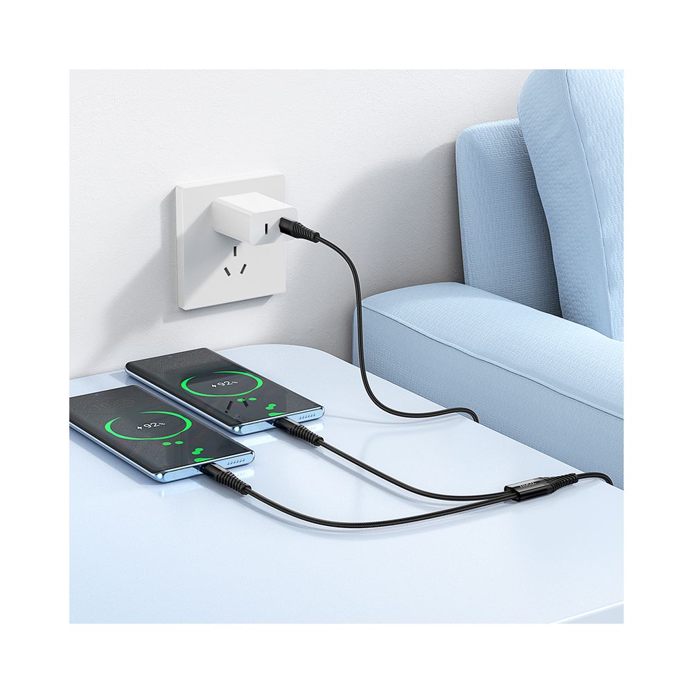 USB-C töltőkábel - 2 x USB-C HOCO X123, 10W, 1m, Fekete