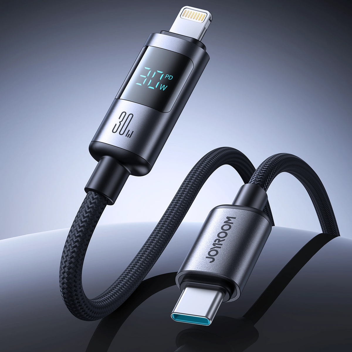 USB-C - Lightning Joyroom S-A16 Pro Prism Display adat- és töltőkábel, 30W, 1.2m, Fekete