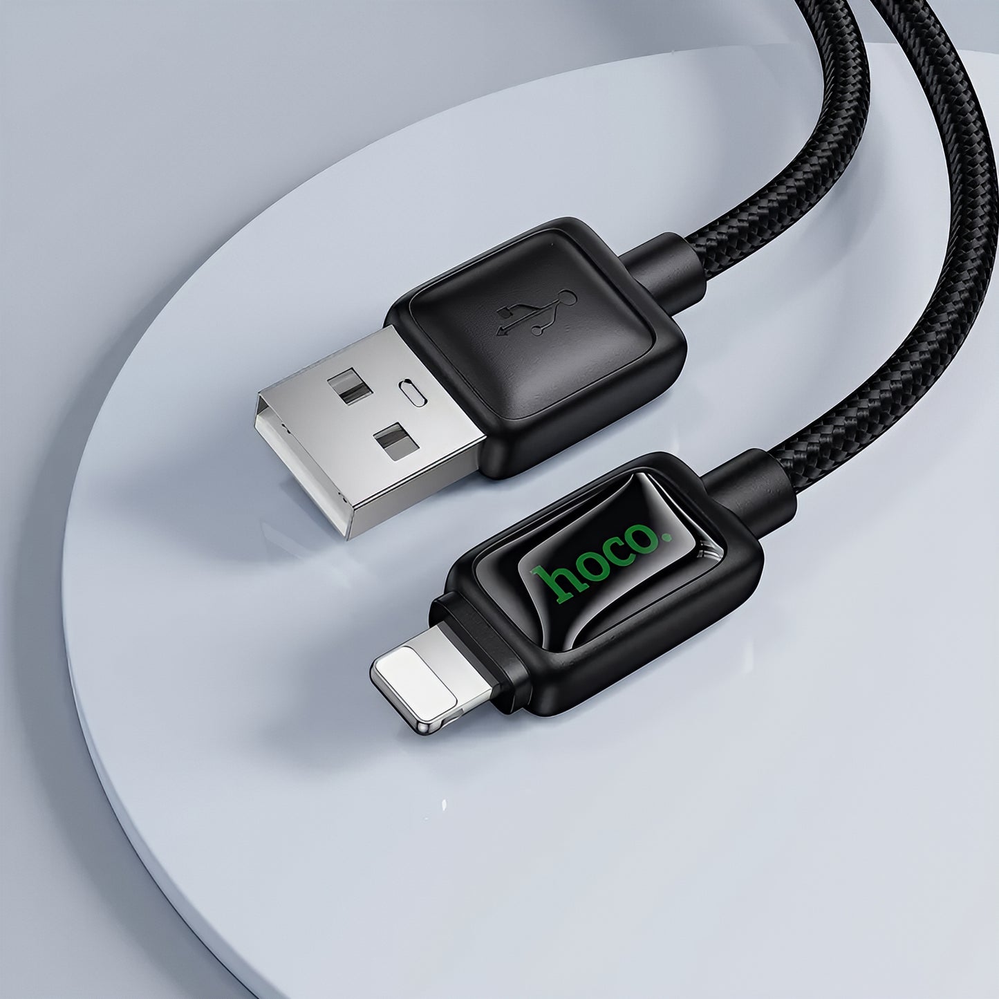 USB-A - Lightning HOCO U146 adat- és töltőkábel, 12W, 1,2m, Fekete