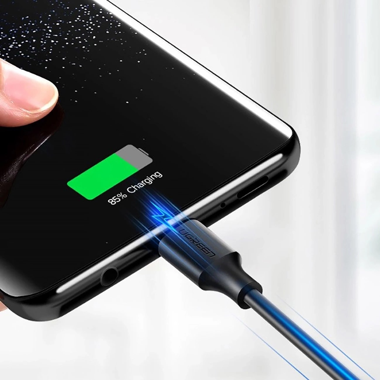 USB-A - USB-C UGREEN US184 adat- és töltőkábel, 18W, 0,5m, fekete