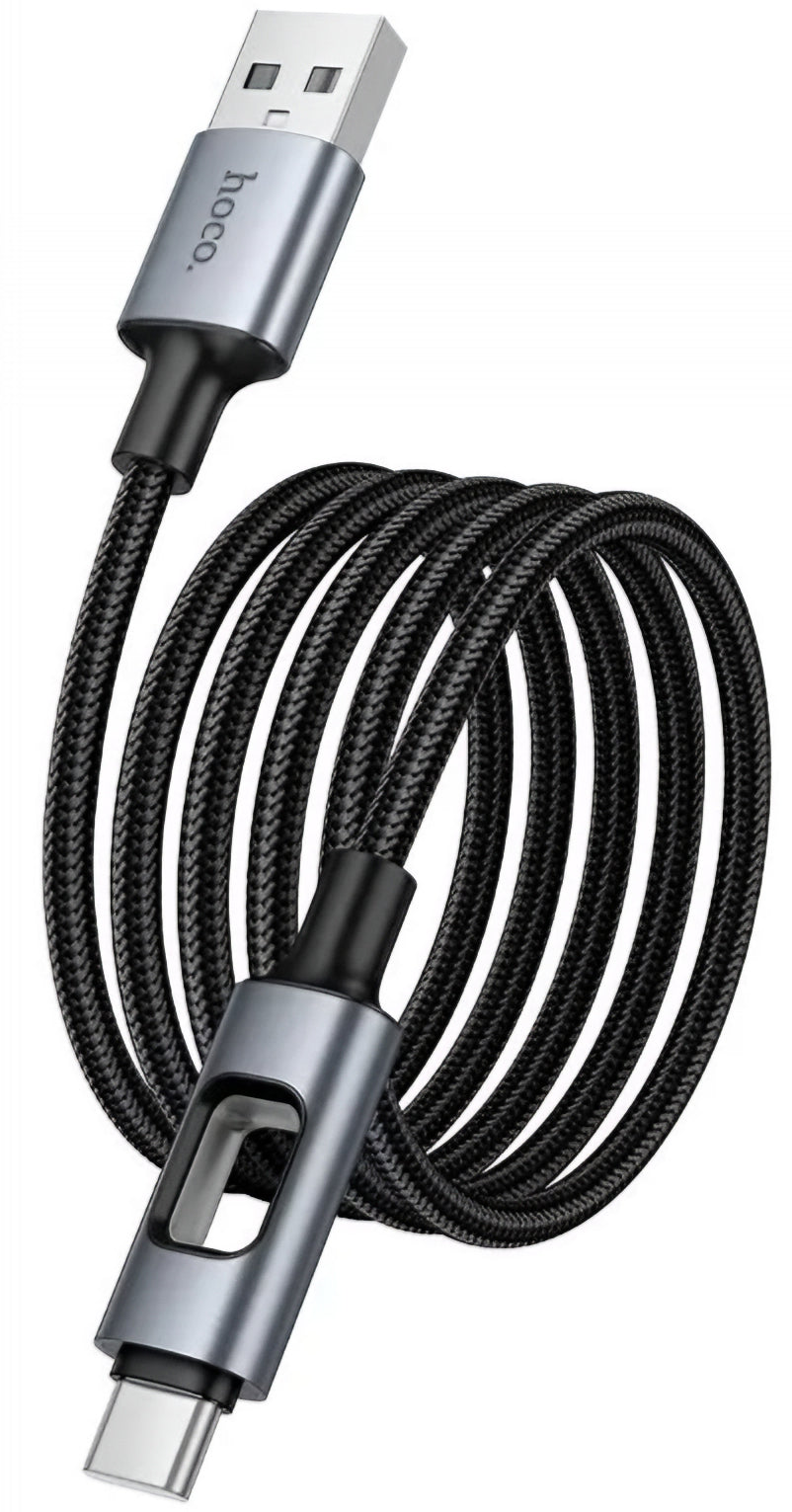 USB-A - USB-C HOCO U144 Led adat- és töltőkábel, 18W, 1.2m, Fekete