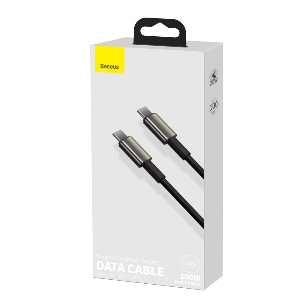 USB-C adat- és töltőkábel - USB-C Baseus Tungsten Baseus Tungsten Gold, 100W, 2m, fekete CATWJ-A01 CATWJ-A01 CATWJ-A01
