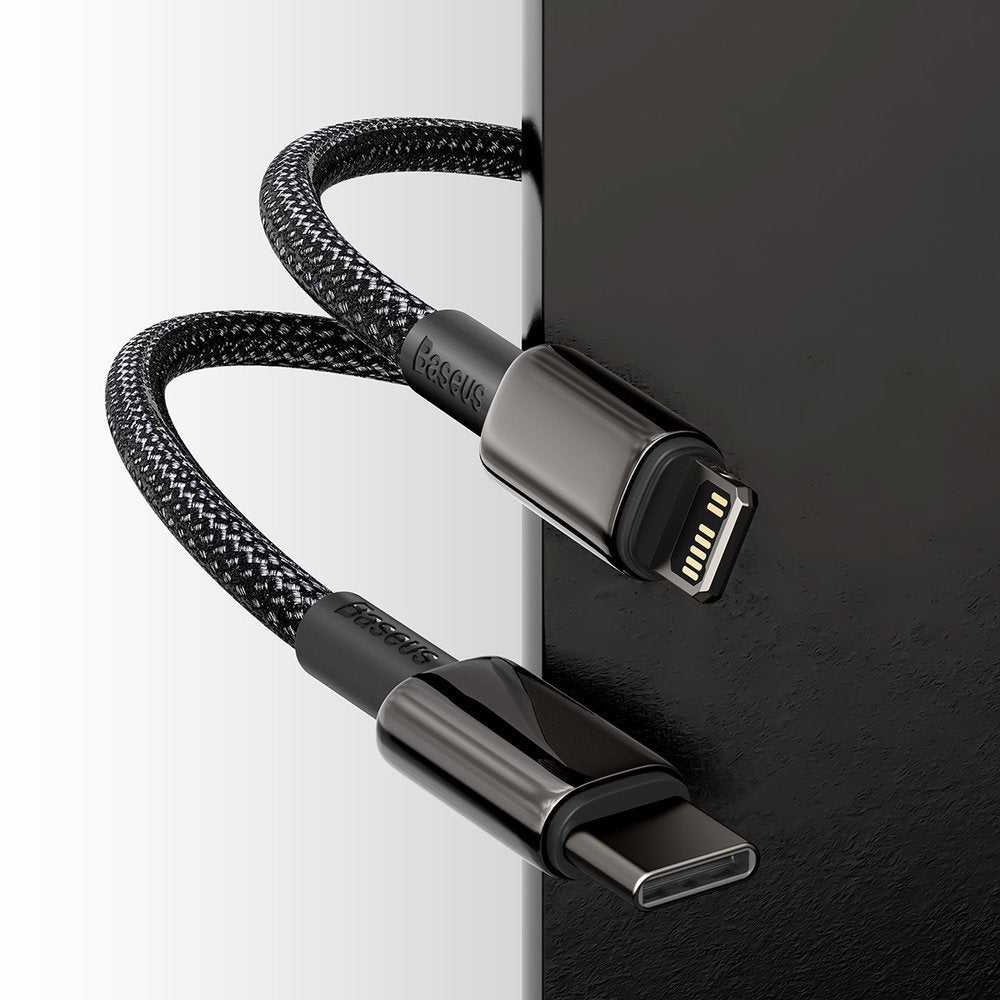 Adat- és töltőkábel USB-C - Lightning Baseus Tungsten Tungsten Gold, 20W, 1m, fekete CATLWJ-01 CATLWJ-01 CATLWJ-01