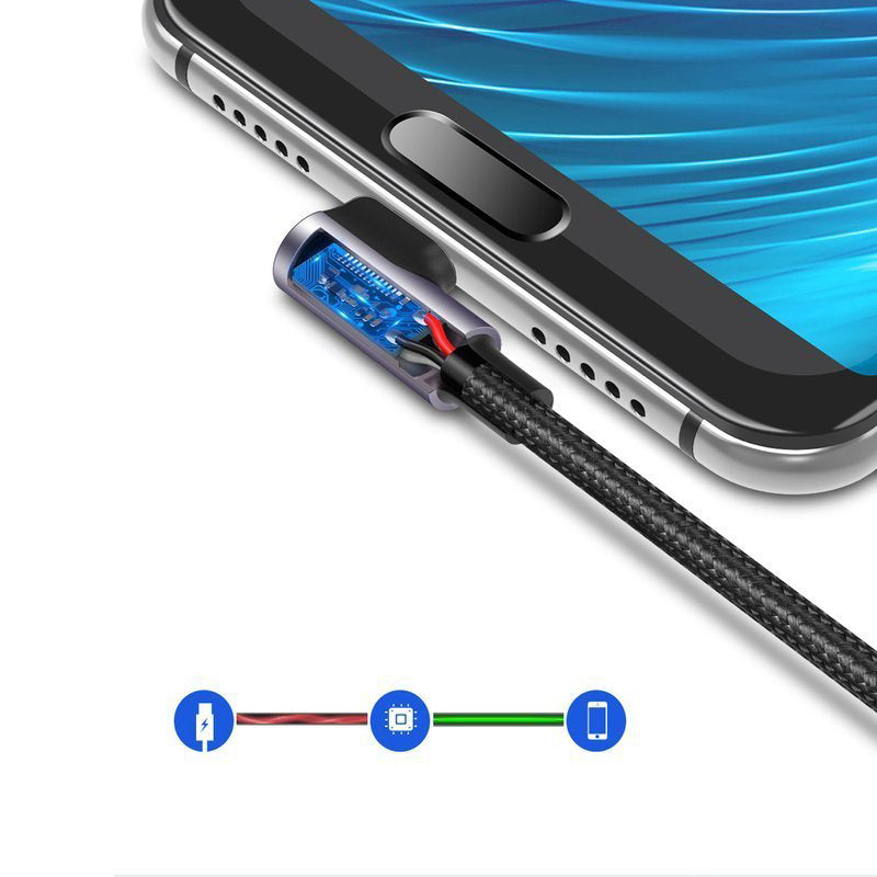 USB-A - USB-C UGREEN US284 Angled adat- és töltőkábel, 18W, 1m, szürke