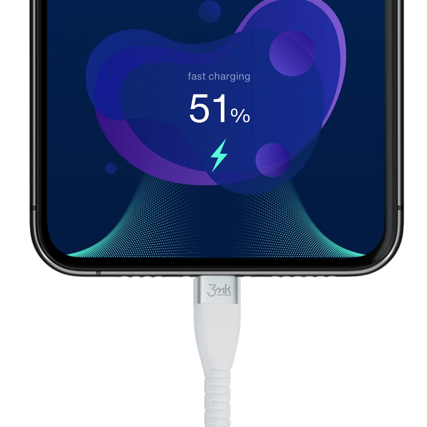 USB-C adat- és töltőkábel - USB-C 3MK Hyper szilikon, 60W, 1m, fehér