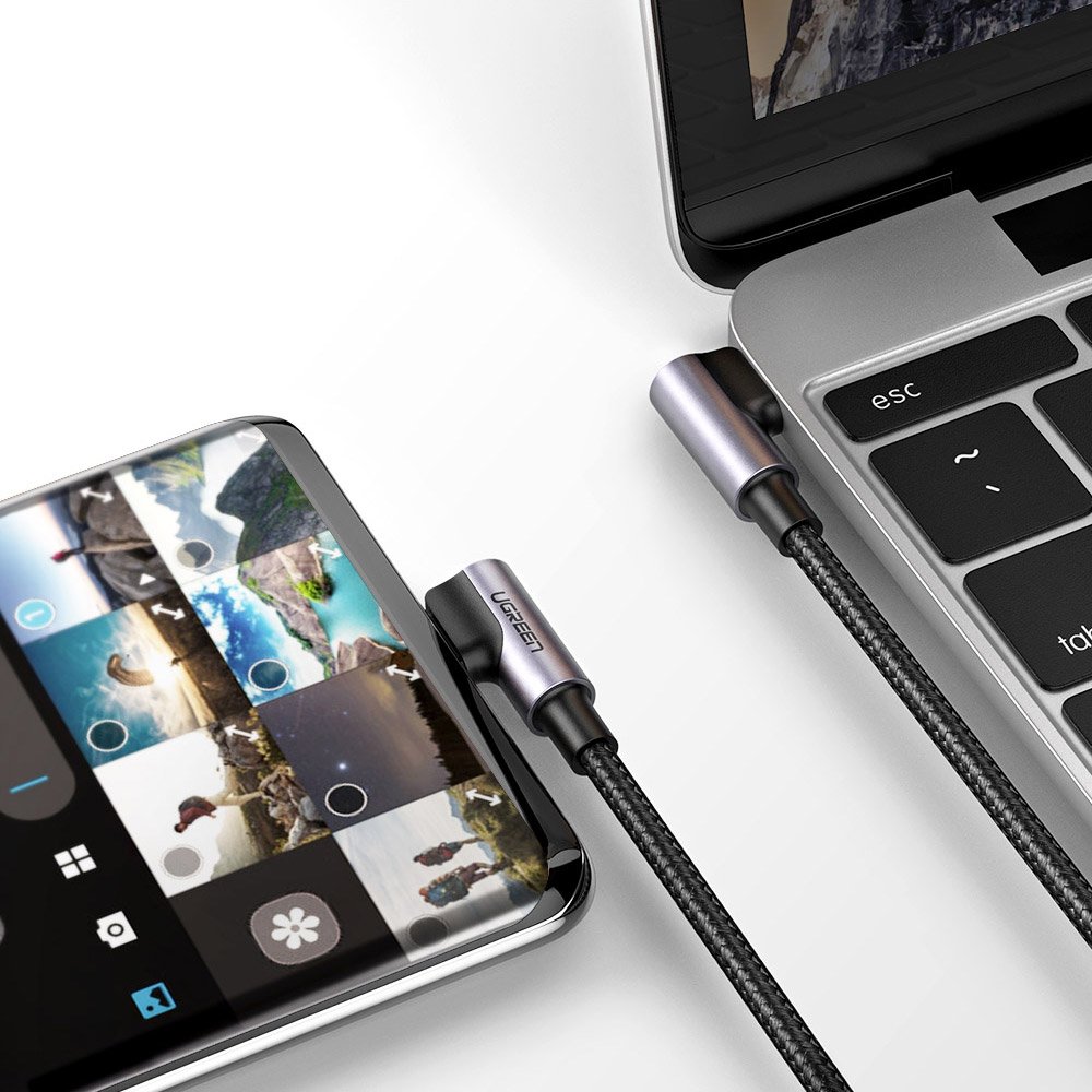USB-C adat- és töltőkábel - USB-C UGREEN US323 USB-C szögletes, 60W, 1m, Fekete