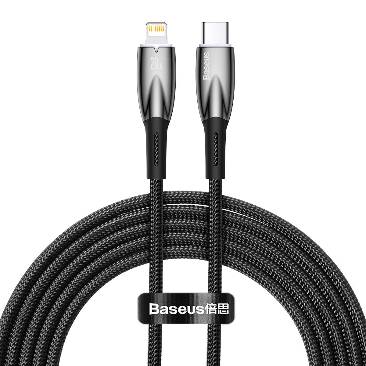 Baseus Glimmer sorozat USB-C - Lightning adat- és töltőkábel, 20W, 2m, fekete CADH0001010101