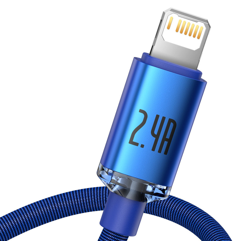 USB-A - Lightning Baseus Crystal Shine sorozatú adat- és töltőkábel, 18W, 1.2m, Kék CAJY000003