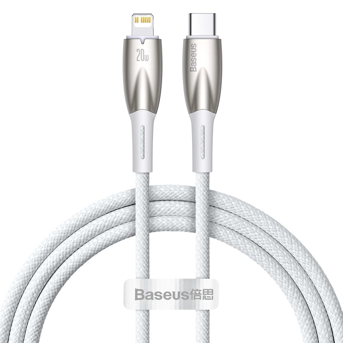 Baseus Glimmer sorozat USB-C - Lightning adat- és töltőkábel, 20W, 1m, fehér CADH000002