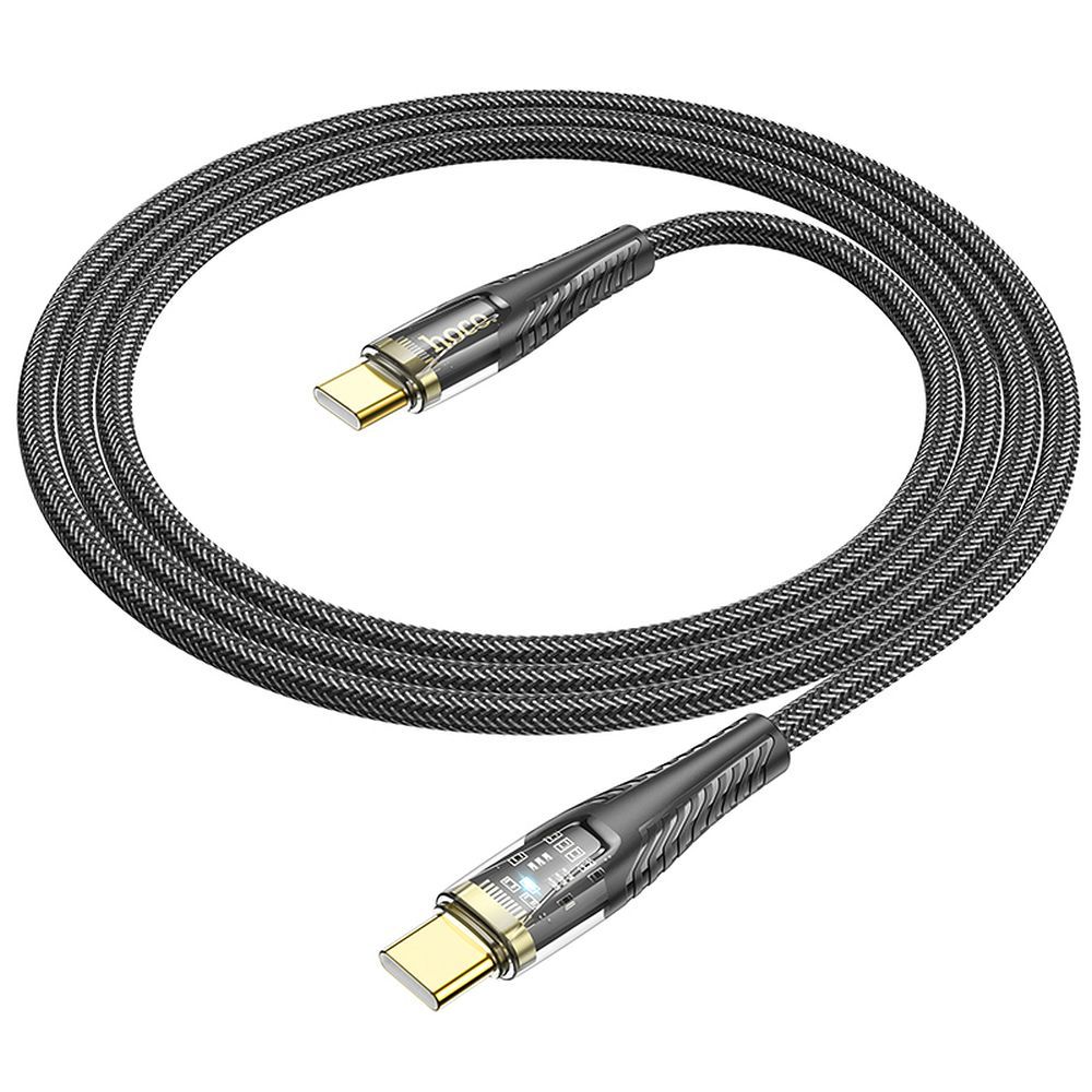 USB-C - USB-C HOCO U121 adat- és töltőkábel, 60W, 1.2m, Fekete