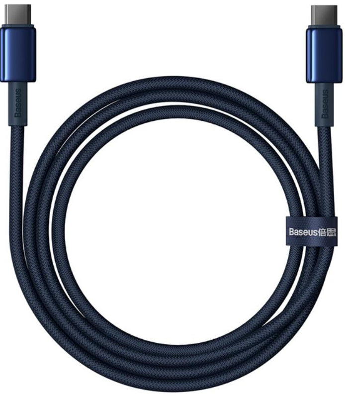 USB-C - USB-C Baseus Tungsten Gold adat- és töltőkábel, 100W, 1m, Tengerészkék P10319800321-03