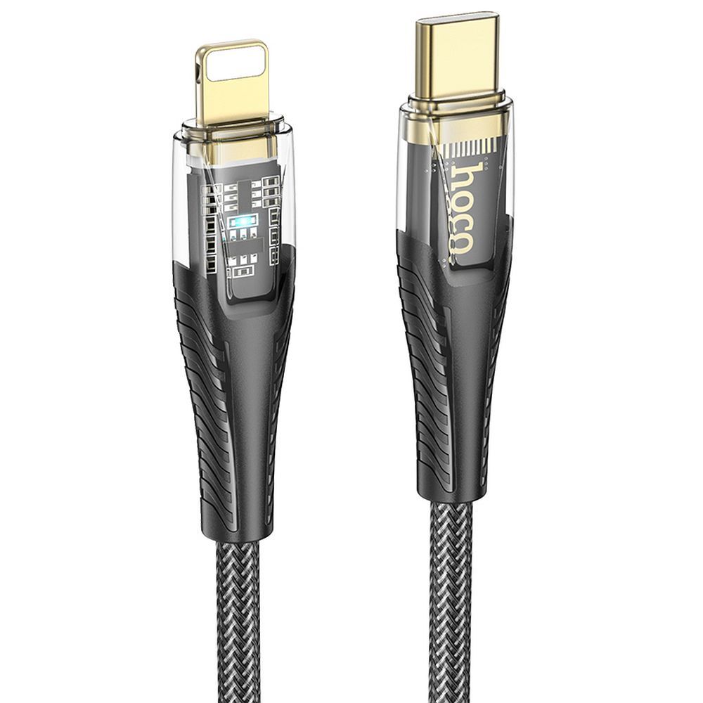 USB-C - Lightning HOCO U121 adat- és töltőkábel, 27W, 1.2m, Fekete