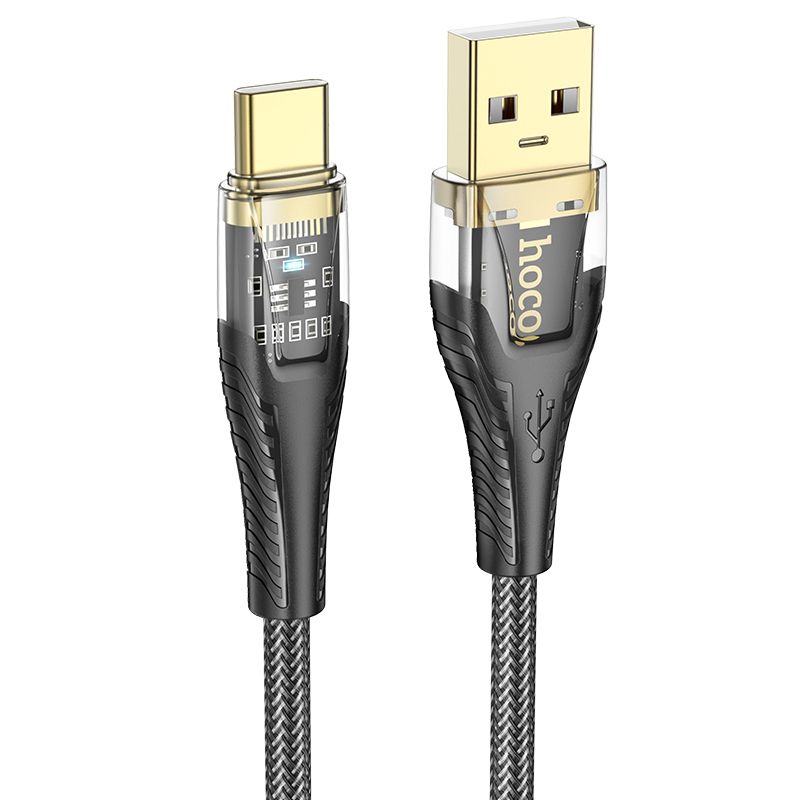 USB-A - USB-C HOCO U121 adat- és töltőkábel, 18W, 1.2m, Fekete