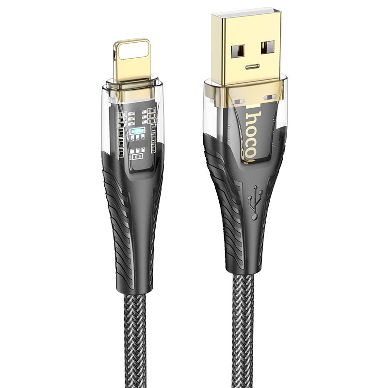 USB-A - Lightning HOCO U121 adat- és töltőkábel, 18W, 1.2m, Fekete