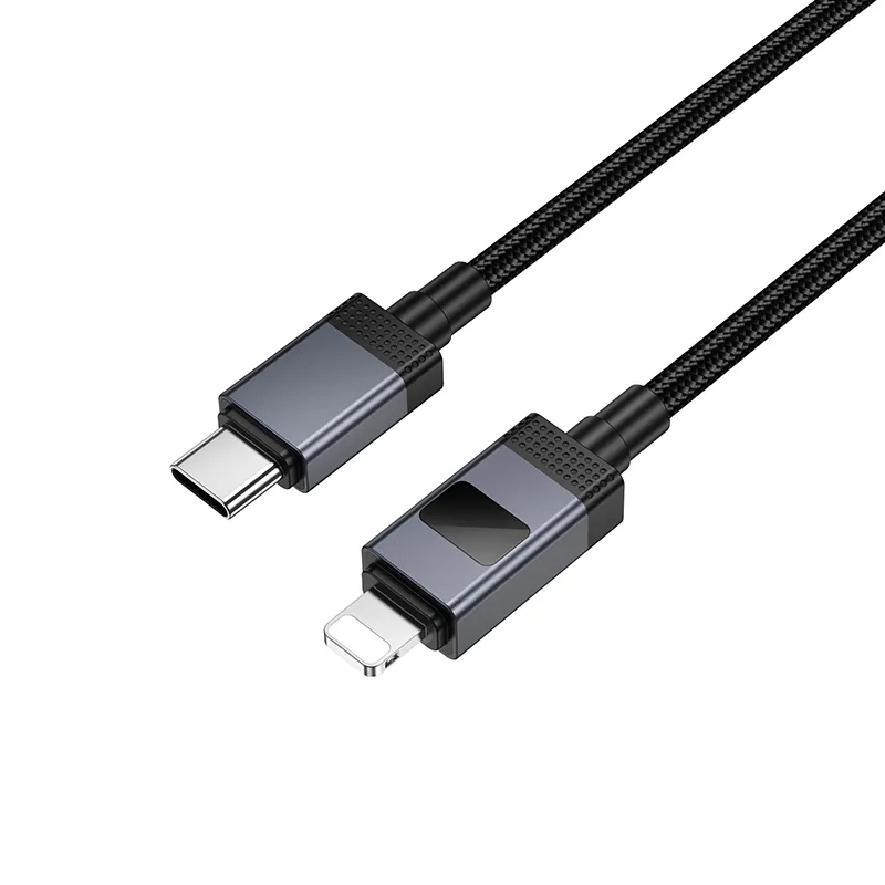 USB-C - Lightning HOCO X118 Display adat- és töltőkábel, 27W, 1m, Fekete