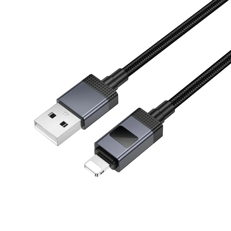 USB-A - Lightning HOCO X118 Display adat- és töltőkábel, 12W, 1m, Fekete