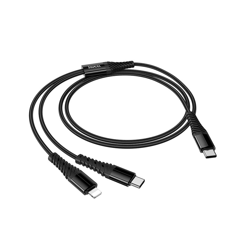 USB-C - Lightning / USB-C HOCO X123 töltőkábel, 10W, 1m, Fekete
