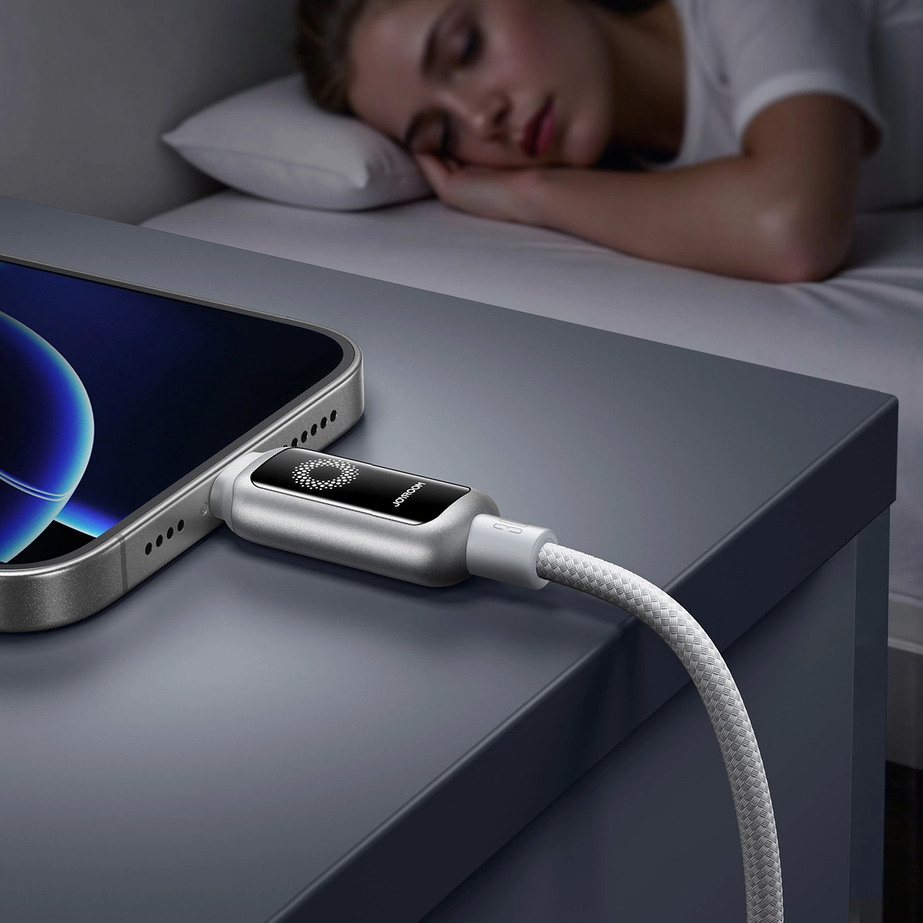 USB-C - Lightning Joyroom S-A55 StarFlight Display adat- és töltőkábel, 30W, 1.2m, Fehér