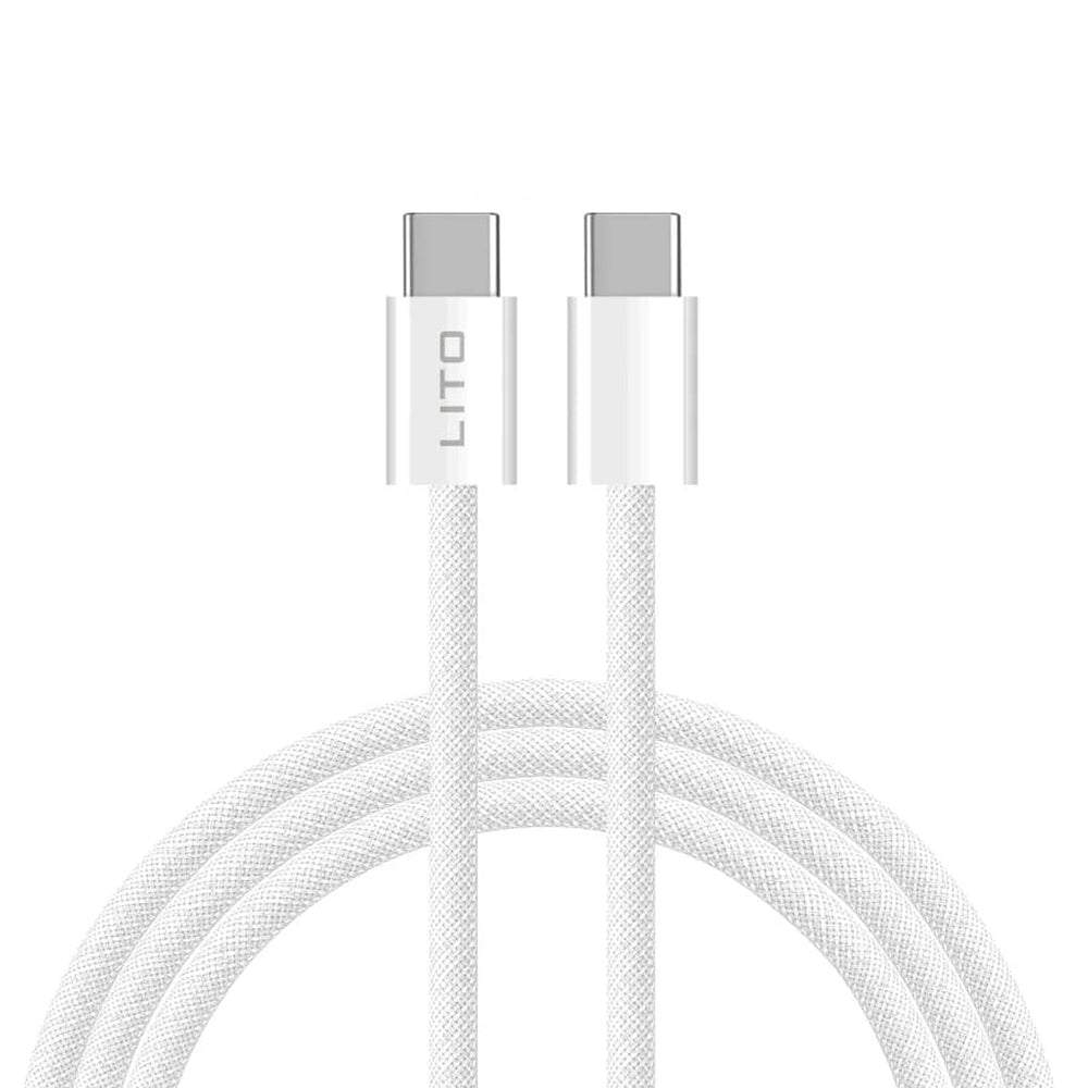 USB-C - USB-C adat- és töltőkábel Lito LD04CC, 60W, 2m, Fehér
