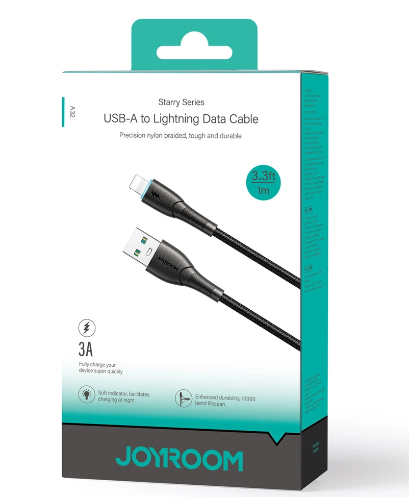 Joyroom S-A32 USB-A–Lightning adat- és töltőkábel, 18 W, 1 m, fekete