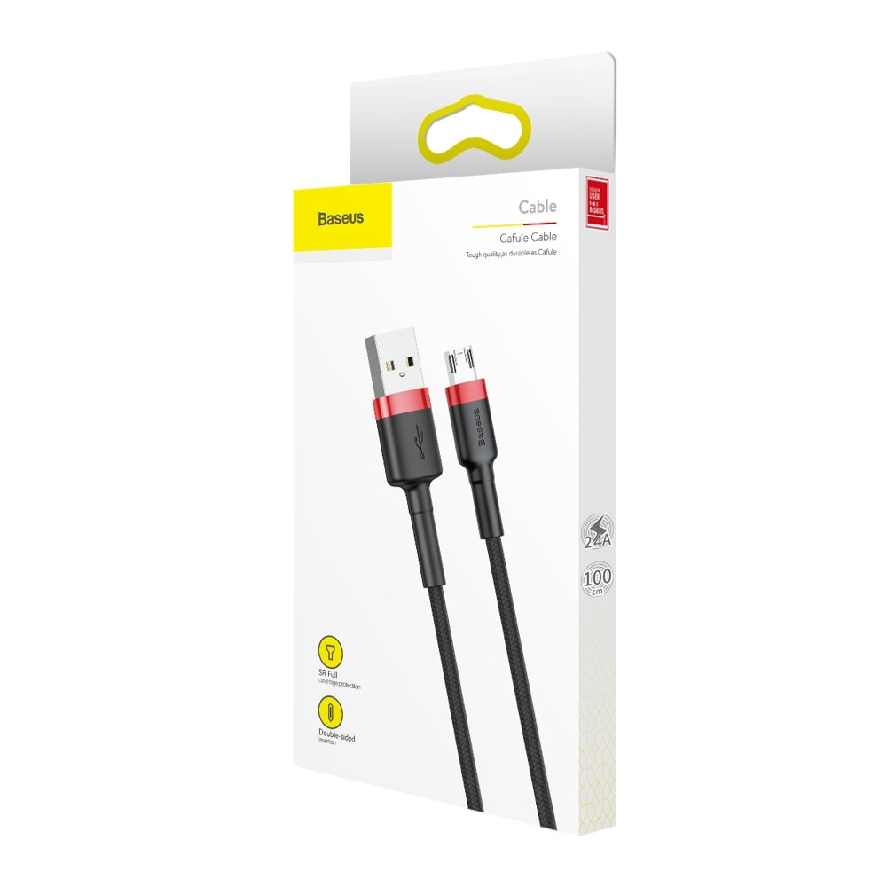 Adat- és töltőkábel USB-A - microUSB Baseus Cafule, 18W, 1m, piros CAMKLF-B91