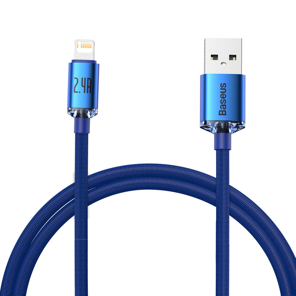 USB-A - Lightning Baseus Crystal Shine sorozatú adat- és töltőkábel, 18W, 1.2m, Kék CAJY000003