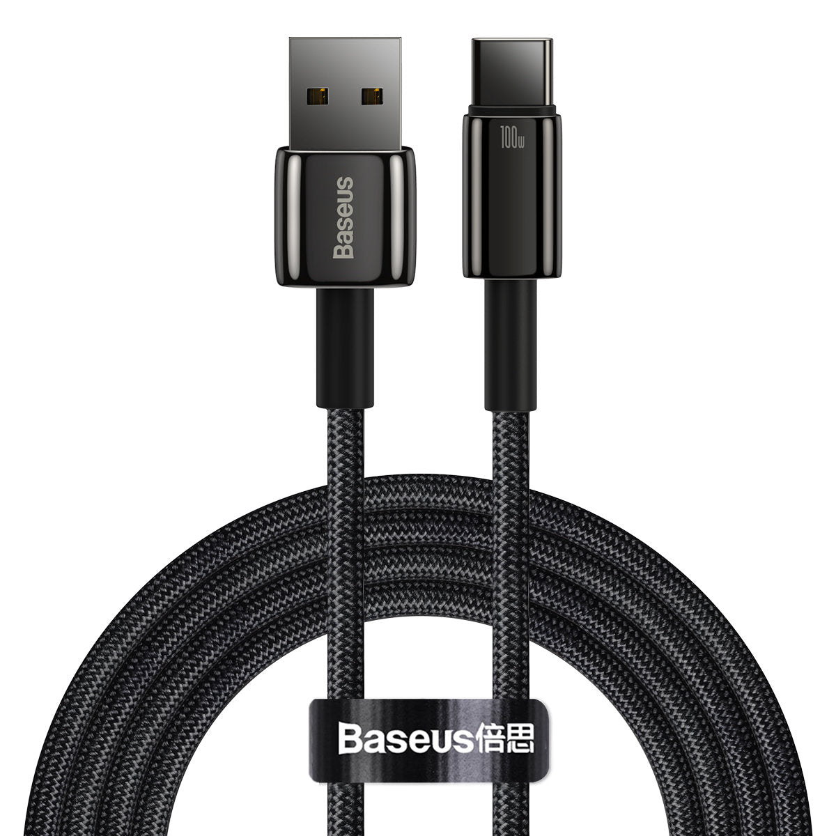 USB-A USB-C Baseus Tungsten Gold, 100W, 2m, Fekete CAWJ0001010101