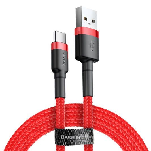 Adat- és töltőkábel USB-A - USB-C Baseus Cafule, 18W, 2m, piros CATKLF-C09