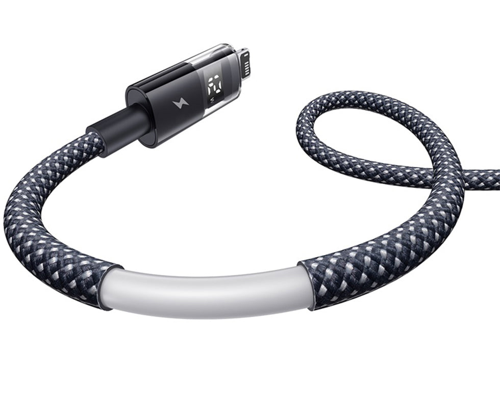 USB-A - Lightning Baseus Display 2 adat- és töltőkábel, 18W, 2m, Fekete P10382700121-01